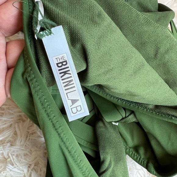 Bikini Lab lattice side low back olive green cheeky one piece size Medium - Picture 9 of 9